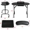 Yaheetech 37-inch Portable & Foldable Manicure Table Nail Desk Workstation with Large Drawer/Client Wrist Pad/Controllable Wheels/Carrying Case for Spa Beauty Salon Black view 3