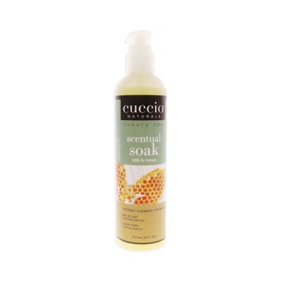 Cuccio Naturale Scentual Soak - Creamy, Liquid Wash For Mani-Pedi - No Parabens - Soften, Cleanse And Hydrate Skin - Anti-Aging Solution - Use On Hands, Body And Feet - Milk And Honey - 8 Oz
