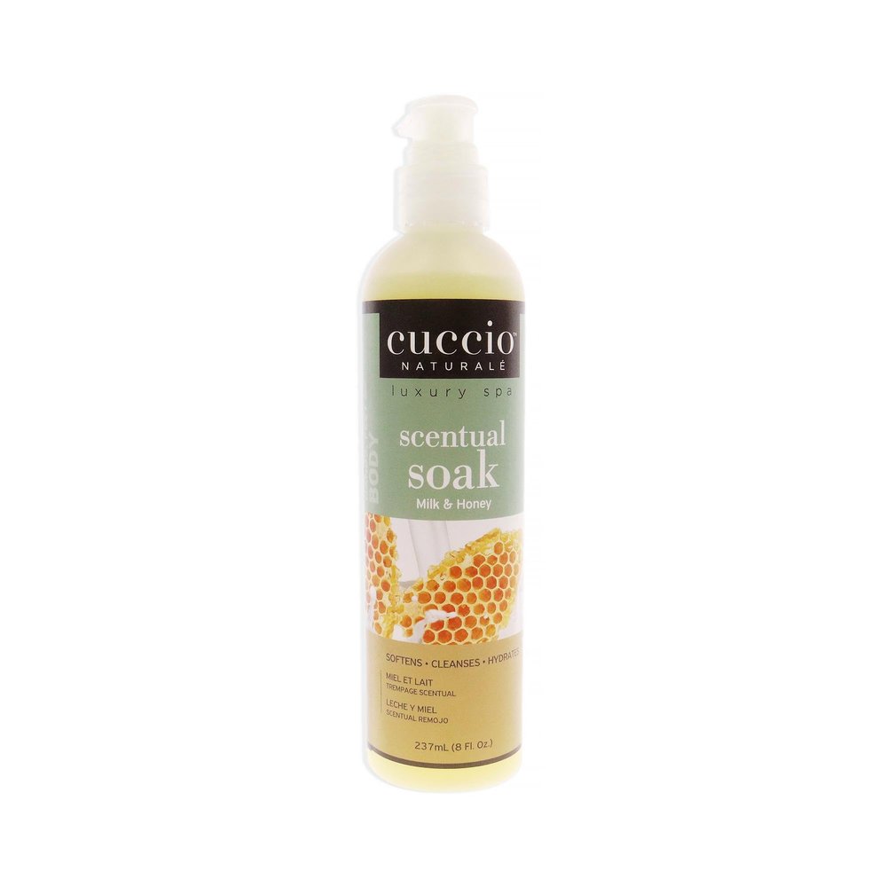 Cuccio Naturale Scentual Soak - Creamy, Liquid Wash For Mani-Pedi - No Parabens - Soften, Cleanse And Hydrate Skin - Anti-Aging Solution - Use On Hands, Body And Feet - Milk And Honey - 8 Oz