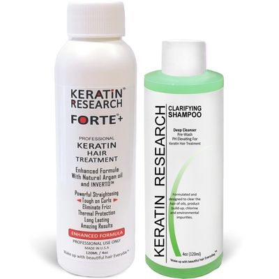 Keratin Brazilian Blowout Treatment Extra Strength 120ml with Clarifying Shampoo - Enhanced Formula for Curly Hair By Keratin Research