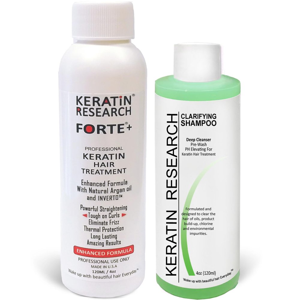 Keratin Brazilian Blowout Treatment Extra Strength 120ml with Clarifying Shampoo - Enhanced Formula for Curly Hair By Keratin Research