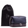 Vetell Leo Large Leather Men's Travel Toiletry and Shaving Case Bag with Upper and Lower Zippered Compartments, 3 Interior Loops and Carrying Handles view 1
