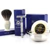 4 Pcs Men's Shaving Set with De Safety Razor,Pure Badger Hair Brush,Soap & Bowl view 1