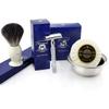4 Pcs Men's Shaving Set with De Safety Razor,Pure Badger Hair Brush,Soap & Bowl view 2