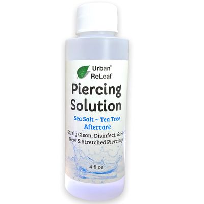 Urban ReLeaf Piercing Solution ! Soothing Sea Salts & Tea Tree AFTERCARE 4 oz, Ready to use. Safely Clean and Calm New & Stretched Piercings. Gentle Effective Natural & Proven. Works Fast