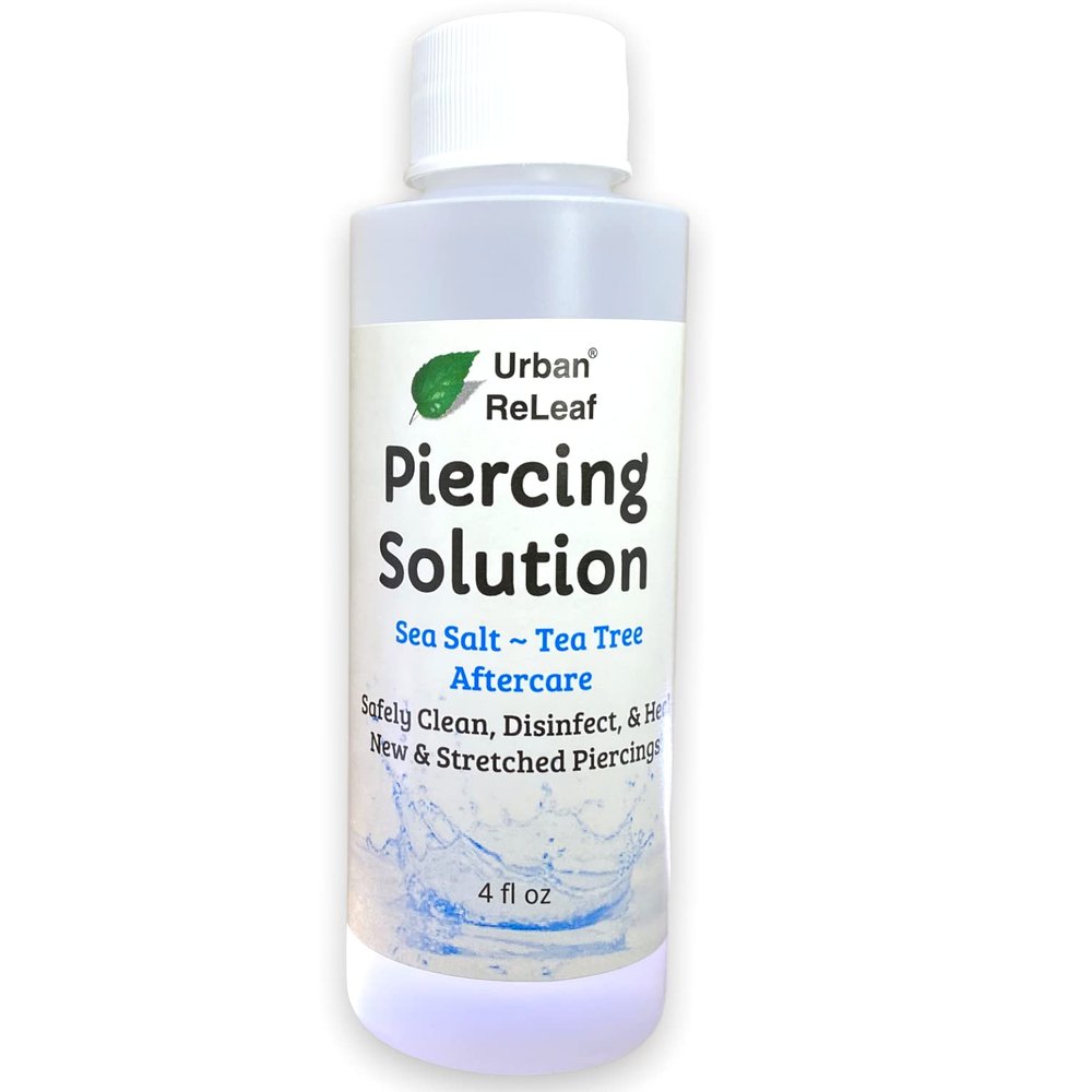 Urban ReLeaf Piercing Solution ! Soothing Sea Salts & Tea Tree AFTERCARE 4 oz, Ready to use. Safely Clean and Calm New & Stretched Piercings. Gentle Effective Natural & Proven. Works Fast