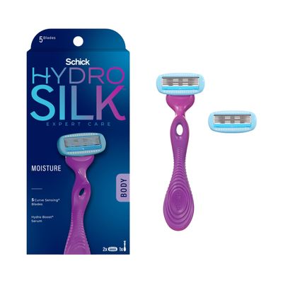 Schick Hydro Silk Moisture Women's Razor | 5-Blade Razor for Women, 1 Handle & 2 Refills