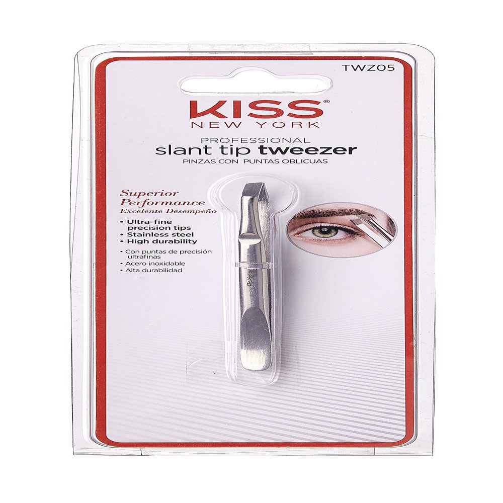 Kiss Slant Tip Tweezer, Ultra-fine precision tips, Stainless steel (TWZ05)