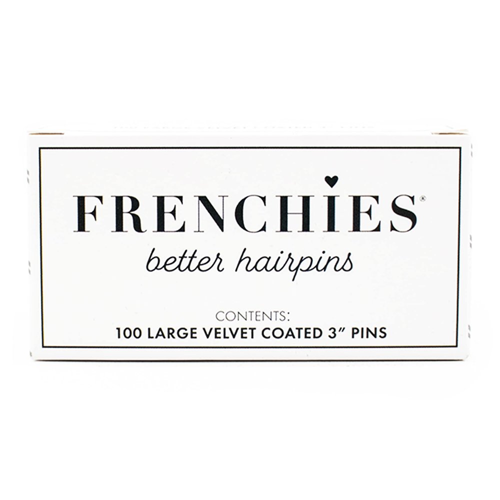 Frenchies French Twist Hair Pin, Ultra Flocked Extra Soft French Hair Pins for Women, Wedding, Updo Extensions, or Wig, 100 Count, Brown, Large (3 inch)