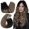 Ugeat Balayage Micro Bead Hair Extensions Natural Black to Dark Brown Mix Caramel Brown 20 Inch Micro Loop Real Human Hair Extensions for Wedding Instant Hairstyle 50s 50g view 1