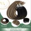 Ugeat Balayage Micro Bead Hair Extensions Natural Black to Dark Brown Mix Caramel Brown 20 Inch Micro Loop Real Human Hair Extensions for Wedding Instant Hairstyle 50s 50g view 2