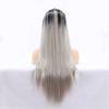 Silky Straight Wig Gray Black Ombre Synthetic Lace Front Wig view 3