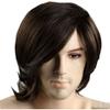 ADAMAI 10'' Cool Men Short Natural Dark-Brown Fluffy Straight Wigs Comfortable Synthetic Hair Wigs view 4