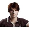 ADAMAI 11'' Cool Men Short Natural Copper-Brown Fluffy Straight Wigs Comfortable Synthetic Hair Wigs view 4