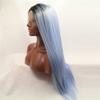 Straight Wig Natural Straight 3color Ombre Synthetic Lace Front Wig (Blue) view 2