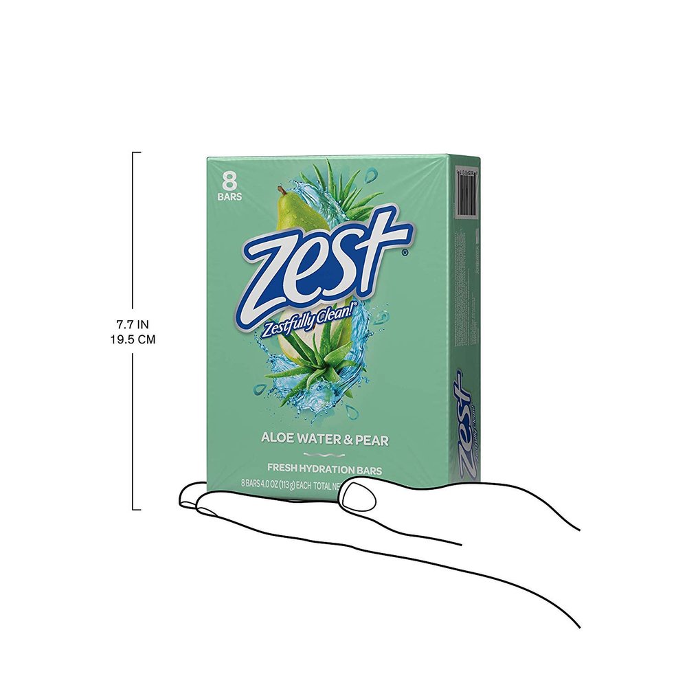 Zest Fresh AloeSoap Family Size 8 Pack - Net weight 32 OZ (8 bars)