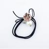 HAND Flower, Crystal and Pearlescent Bead Black Hairband Ponytail Loops - Pack of 5 view 2