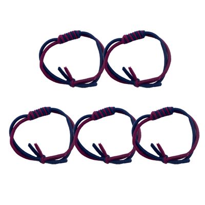 HAND A Pack of 5 Pretty Two-Tone Navy and Burgundy Twisting Elasticated Ponytail Hair Bands