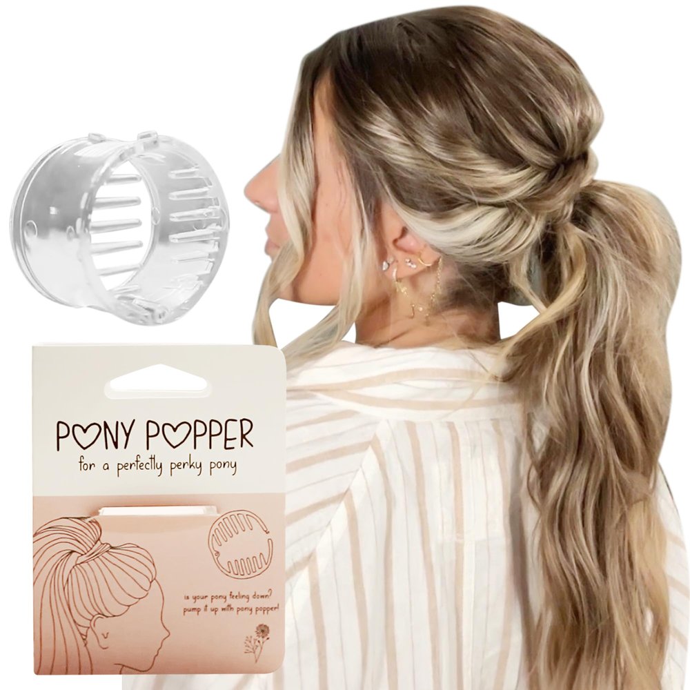 Pony Popper Clip  High Ponytail Holder for Full, Voluminous Styles, Versatile Accessory for All Hair Types, Ponytail Volumizer for Thick & Long Hair, Fancy Accessories for Women, Clear Pony Popper