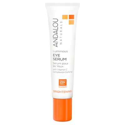 Andalou Naturals Luminous Eye Serum - Illuminating Under Eye Moisturizer for Dark Circles and Puffiness - With Vitamin C & Caffeine for a Rejuvenated, Youthful Appearance - 0.6 Oz
