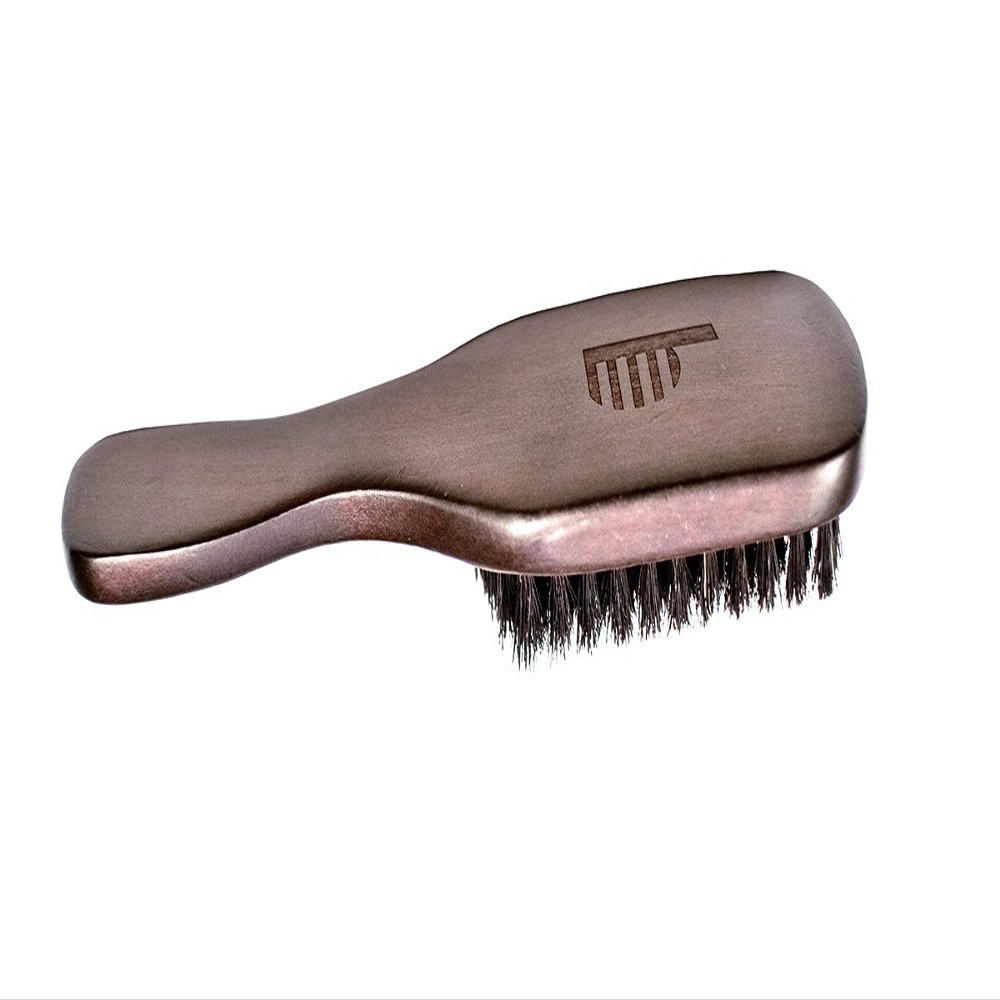 Beard Brush - Premium - 100% Boar Bristle - For the Modern Gentleman - Stained Hard Wood - Laser Etched Logo - Ergonomic Handle - Magnetic Carrying Case - Full or Patchy Facial Hair (Brush)