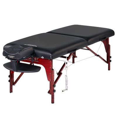 31" Montclair ThermaTop Master Massage Portable Massage Table with Memory Foam, Reiki Panels, & Shiatsu Cables (Black& Mahogany) Esthetician Bed- Lash Table