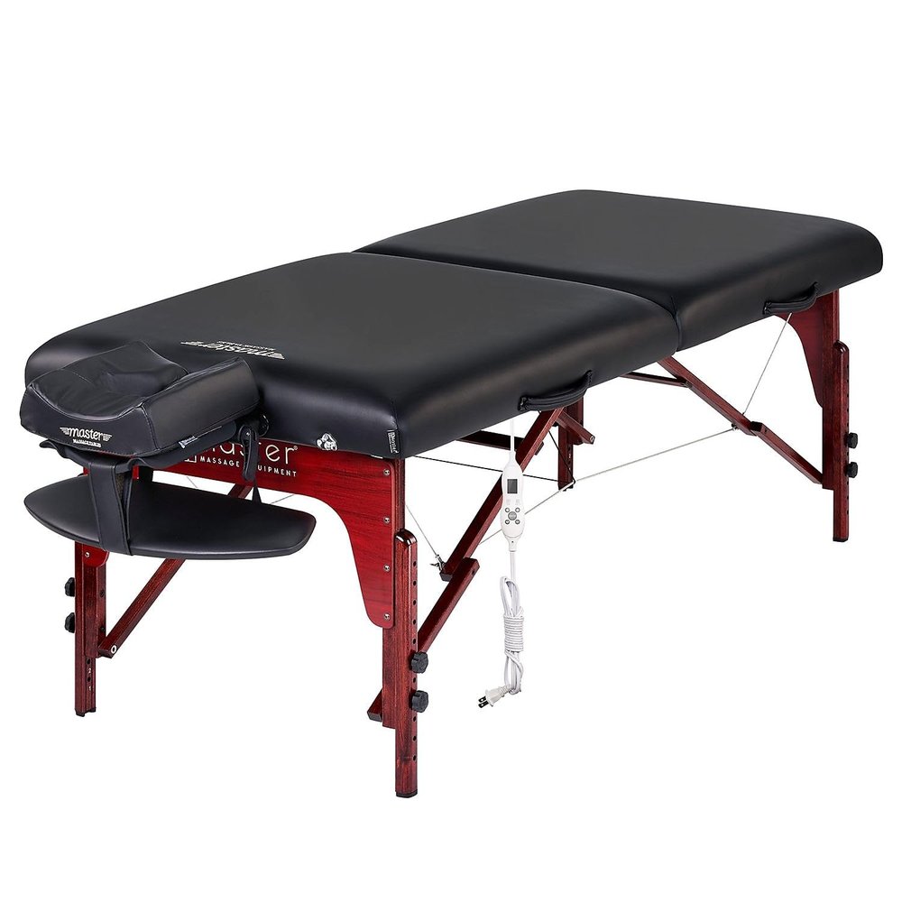 31" Montclair ThermaTop Master Massage Portable Massage Table with Memory Foam, Reiki Panels, & Shiatsu Cables (Black& Mahogany) Esthetician Bed- Lash Table