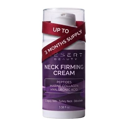 Desert Beauty Neck Firming Cream 3.38 oz 3-Month Supply, Tightening & Lifting for Neck & Dcollet - Peptides + Marine Collagen, Retinol-Free, Made Safe Certified, For Women Over 50