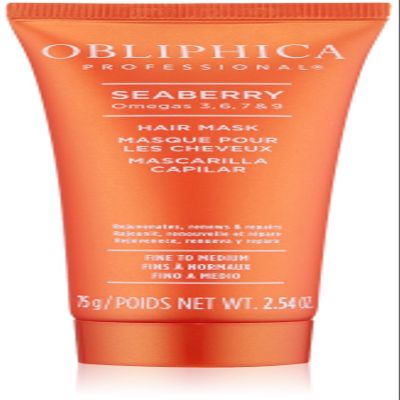 Obliphica Seaberry Hair Mask - Deep Conditioning Hydrating Treatment for Dry and Damaged Hair - Fine, Frizzy, and Color-Treated Hair - 2.64 Ounce (Pack of 1)