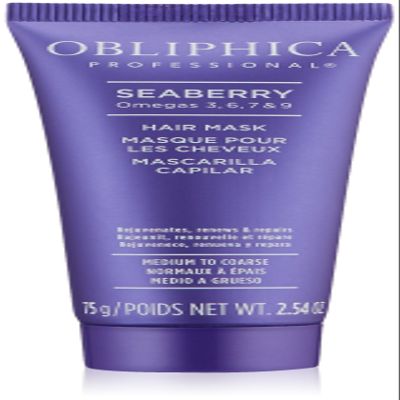 Obliphica Seaberry Hair Mask - Deep Conditioning Hydrating Treatment for Dry and Damaged Hair - Moisturizing Hair Repair and Growth Mask for Medium, Coarse, and Color-Treated Hair - 2.64 Fl Oz