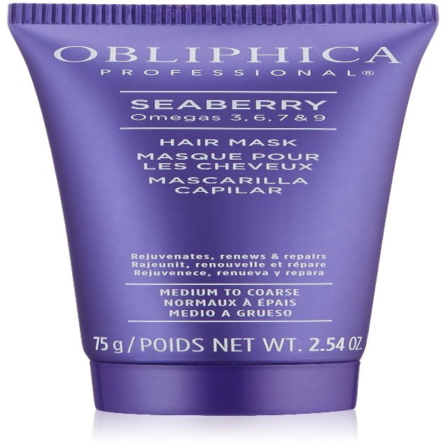 Obliphica Seaberry Hair Mask - Deep Conditioning Hydrating Treatment for Dry and Damaged Hair - Moisturizing Hair Repair and Growth Mask for Medium, Coarse, and Color-Treated Hair - 2.64 Fl Oz