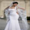 Bridal Wedding Mantilla Veil Ivory 1 Tier Long Cathedral LengthWith Lace Edge view 1
