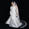 Bridal Wedding Mantilla Veil Ivory 1 Tier Long Cathedral LengthWith Lace Edge view 2