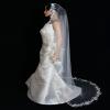 Bridal Wedding Mantilla Veil Ivory 1 Tier Long Cathedral LengthWith Lace Edge view 3