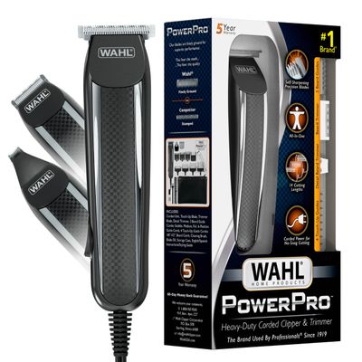 Wahl PowerPro Corded Detailer Trimmer Kit for Mens Grooming  for Beard, Mustache, Stubble, Ear, Nose, & Body Grooming  Model 9686