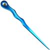 (1) Anodized Aluminum Metal Spiral 6" long Hair Stick with Clear Rhinestone Pick Pic Pin Fork (Aqua) view 1