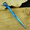 (1) Anodized Aluminum Metal Spiral 6" long Hair Stick with Clear Rhinestone Pick Pic Pin Fork (Aqua) view 2