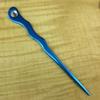 (1) Anodized Aluminum Metal Spiral 6" long Hair Stick with Clear Rhinestone Pick Pic Pin Fork (Aqua) view 3