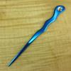 (1) Anodized Aluminum Metal Spiral 6" long Hair Stick with Clear Rhinestone Pick Pic Pin Fork (Aqua) view 4