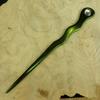 One Anodized Aluminum Metal Spiral 6" Hair Stick with Clear Rhinestone Pick Pic Pin Fork (Green) view 3