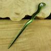 One Anodized Aluminum Metal Spiral 6" Hair Stick with Clear Rhinestone Pick Pic Pin Fork (Green) view 4