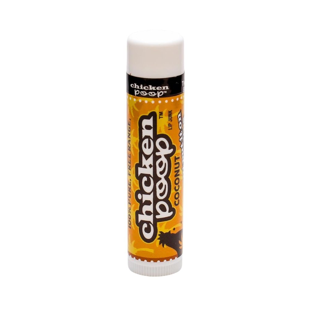 .15 oz. Chicken Poop COCONUT FLAVOR Lip Junk for Dry, Chapped Lips, SINGLE LIP BALM