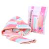 Adela Women Girl Hair Dry Bathing Cap Microfiber Hair Wrap Shower Towel, Pink Stripe view 1