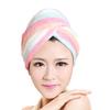 Adela Women Girl Hair Dry Bathing Cap Microfiber Hair Wrap Shower Towel, Pink Stripe view 2