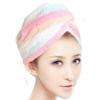 Adela Women Girl Hair Dry Bathing Cap Microfiber Hair Wrap Shower Towel, Pink Stripe view 4