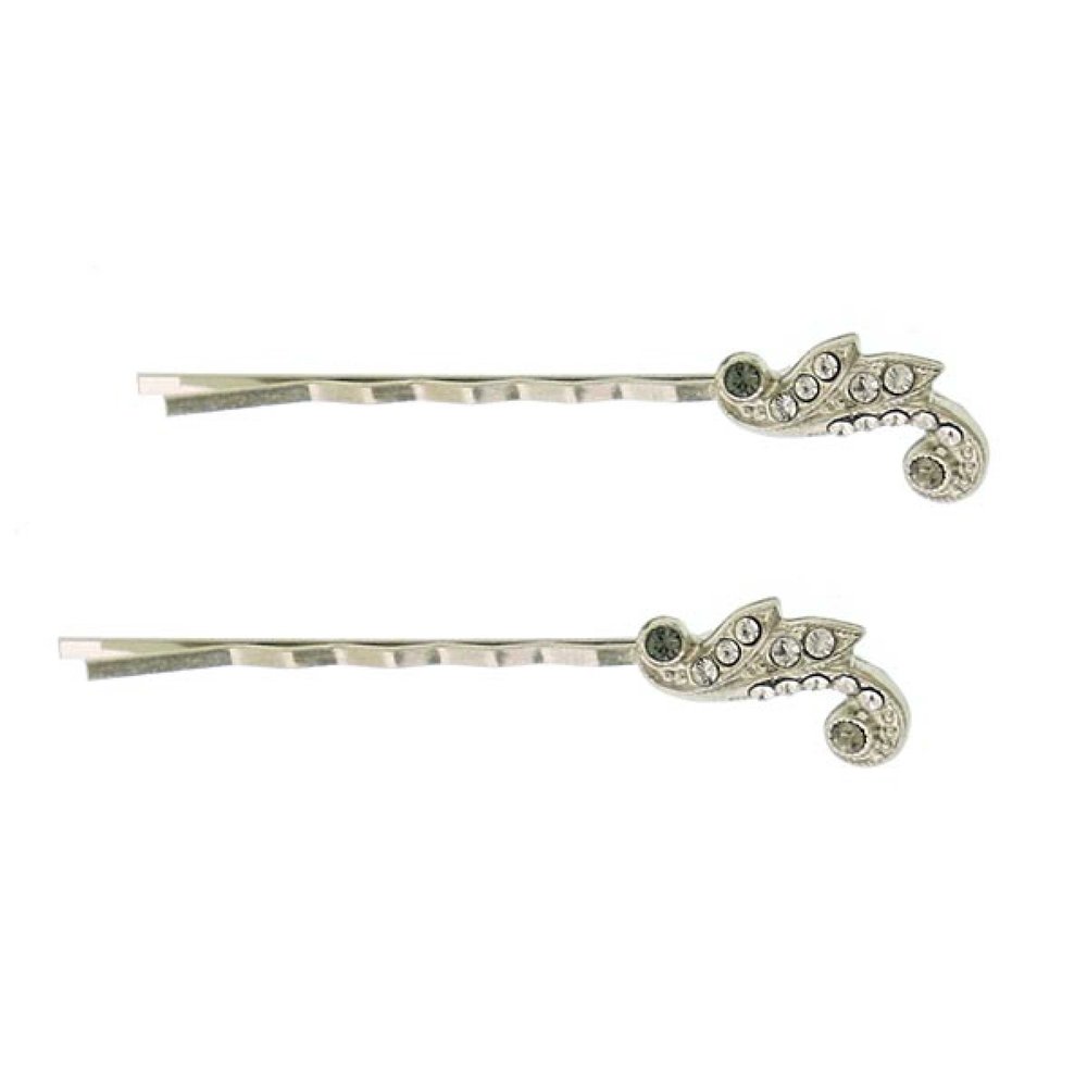 1928 Jewelry Black Diamond Color And Crystal Bobby Pins Set