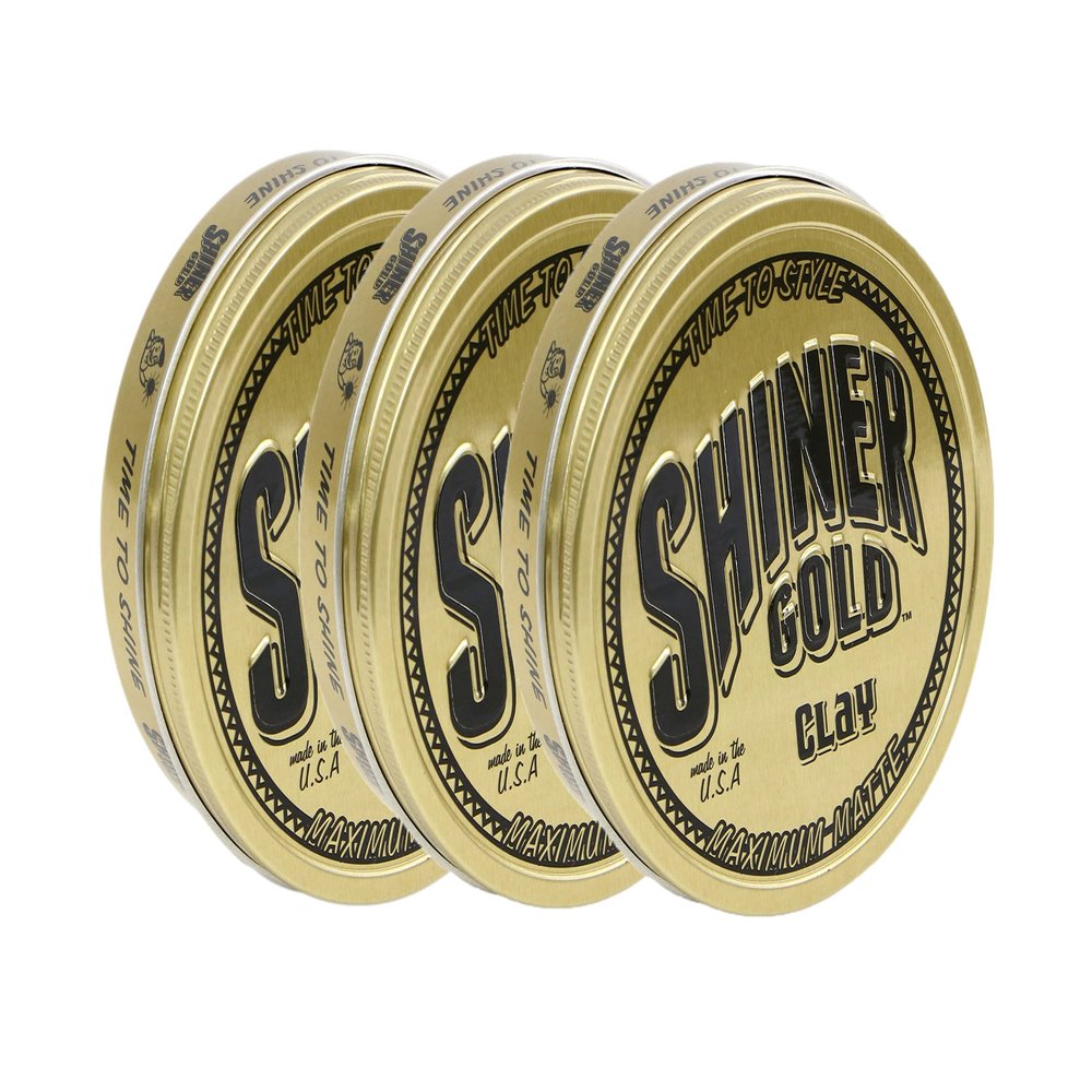 Shiner Gold Matte Clay Pomade | Strong Hold | Matte Finish | Water Based | Coconut Scent, 3.5oz Pack of 3