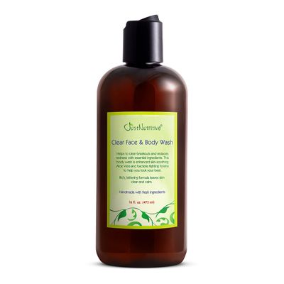 Just Nutritive Acne Clear Face and Body Wash | Adult Acne Treatment | Acne Face Wash | Face Skin Care | Back Acne Treatment | Acne Cleansers 16 Oz