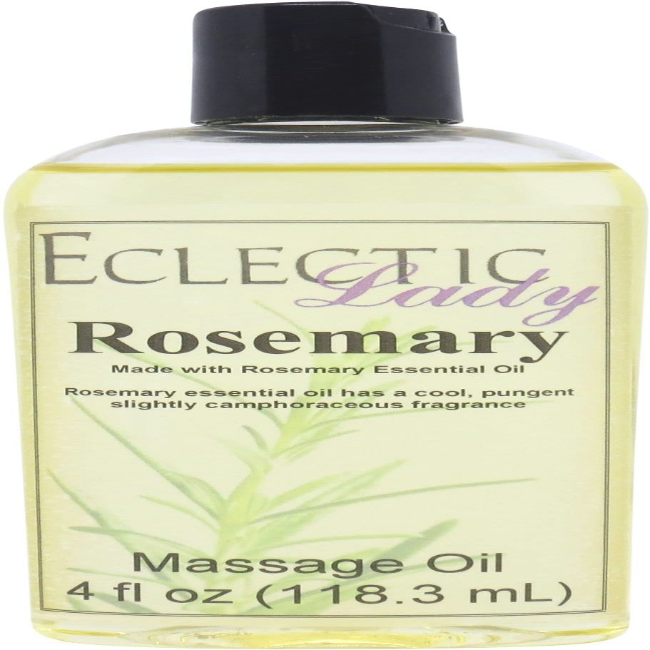 All Natural Rosemary Massage Oil, 4 oz, 100% Natural Ingredients with Sweet Almond & Jojoba Oil, Relaxing Scent for Men & Women