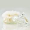 Shelley Kyle Large Handmade Lambs Wool Dusting Powder Puff with Elegant Crystal Dish view 1